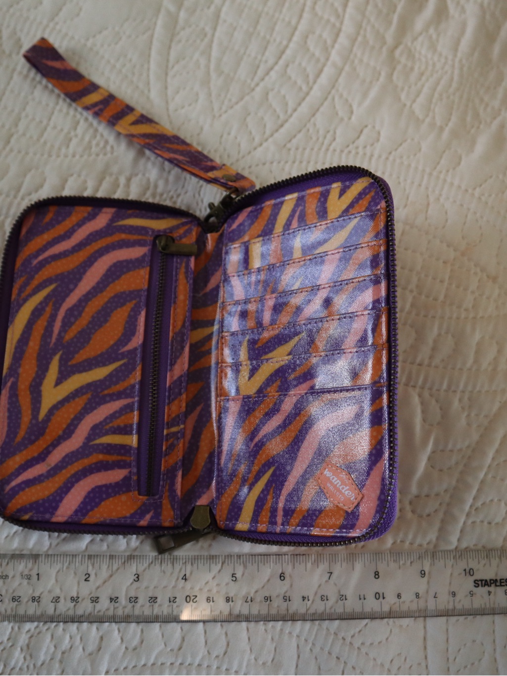Wander Purple Orange Zebra Print Wristlet Wallet